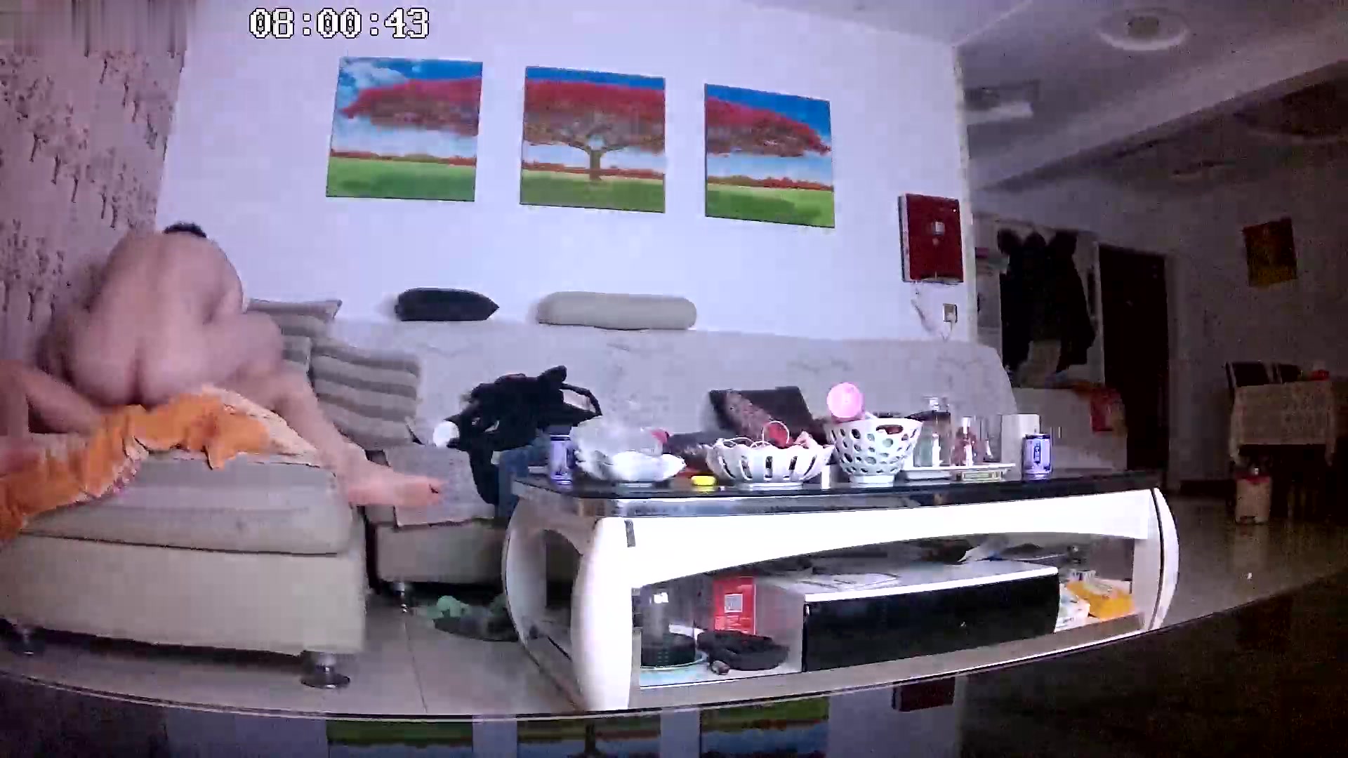 黑客破解家庭网络摄像头云视通远程遥控偷拍小哥在客厅沙发和模特身材媳妇啪啪下面毛毛很是性感